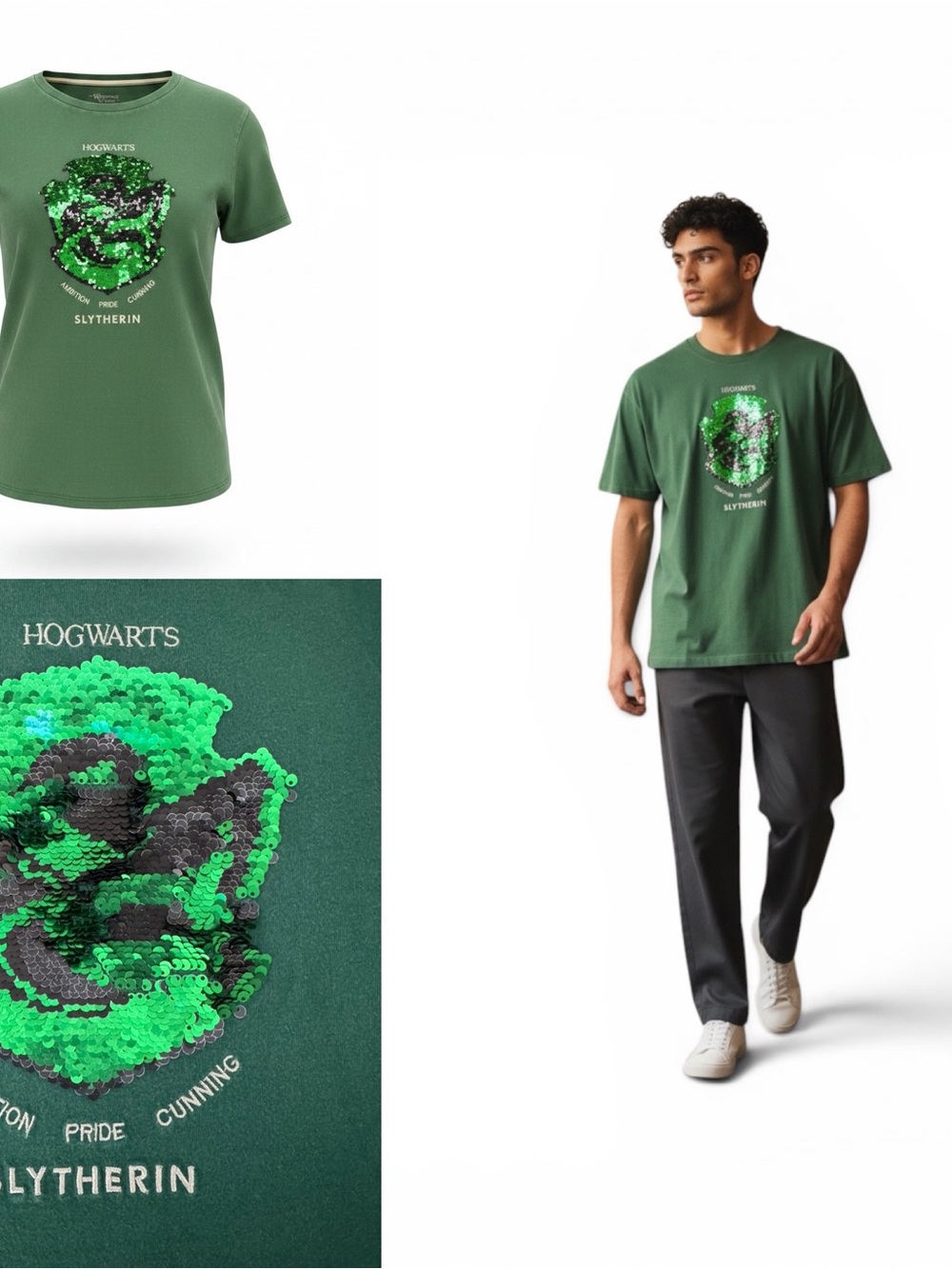 Universal Studios Harry Potter Slytherin Glitter Green Unisex T-Shirt Small